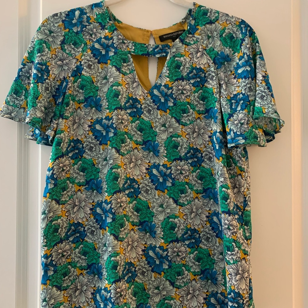 Banana Republic Floral Short Sleeve Blouse, XS
